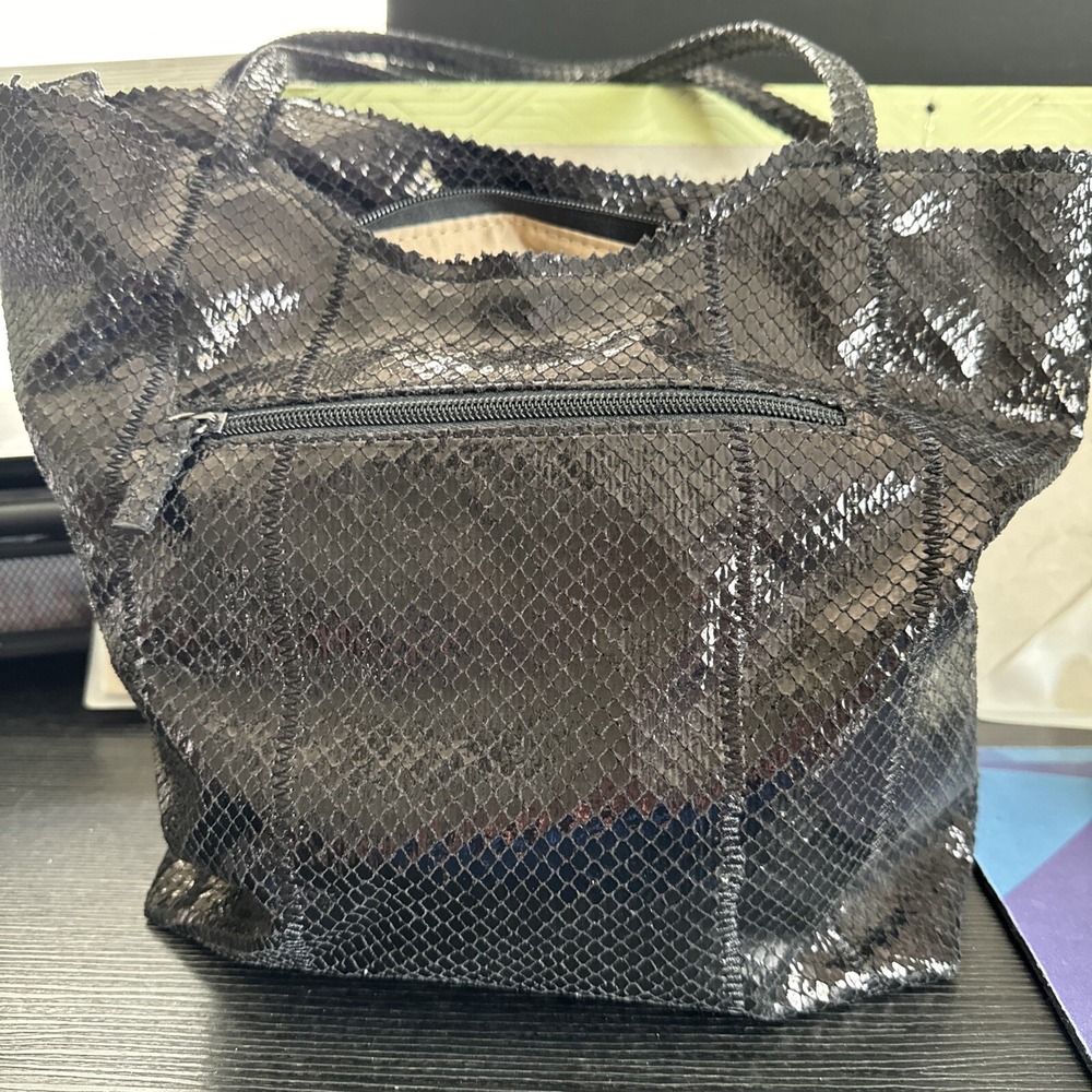 Sondra Roberts Squared Womens Black Tote Shoulder Bag Handbag 12"x10"